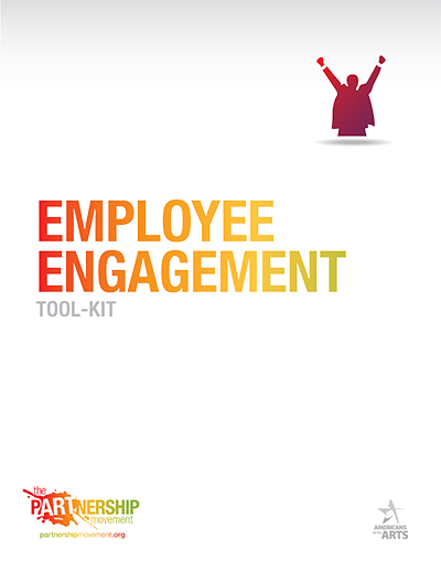 Front cover of pARTnership Movement Tool-Kit: Employee Engagement and the Arts which features a drawing with a person celebrating